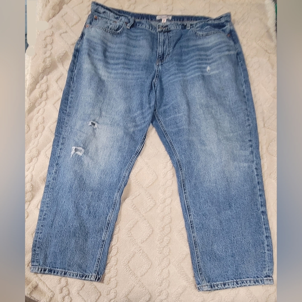 Lucky Brand Relaxed Straight Boy Mid Rise Light Blue Jeans Size 20/35r WOMENS